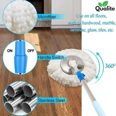 360° Rotating Spin Mop with Bucket – Stainless Steel & Microfiber 360° Rotating Spin Mop with Bucket – Stainless Steel & Microfiber