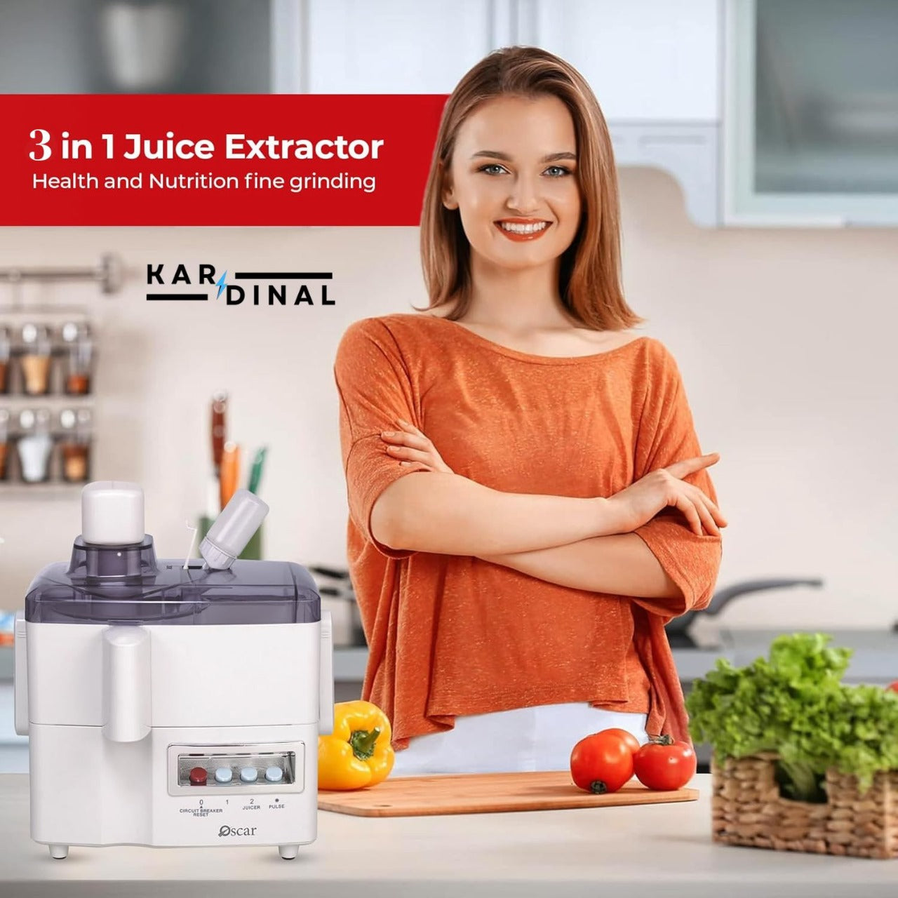 3-in-1 Glass Juicer, Blender & Grinder – Kitchen Food Processor