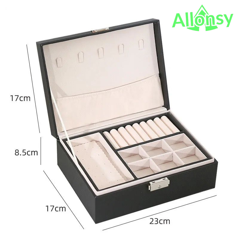 2-Layer Foldable Jewelry Organizer with Lock