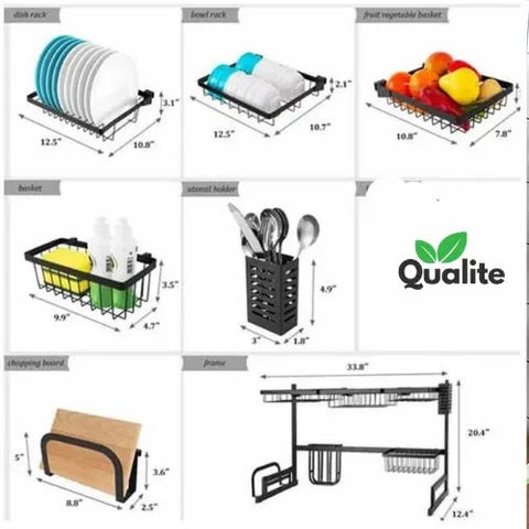 Over Sink Dish Rack – Aluminium Kitchen Shelf with Utensil Holder & Drainer Over Sink Dish Rack – Aluminium Kitchen Shelf with Utensil Holder & Drainer
