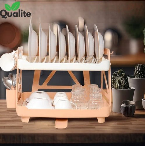 Dish Drying with a Compact, Space Saving Two Tier Rack, Premium Storage Rack Dish Drying with a Compact, Space Saving Two Tier Rack, Premium Storage Rack