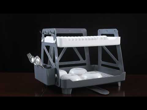 Dish Drying with a Compact, Space Saving Two Tier Rack, Premium Storage Rack Dish Drying with a Compact, Space Saving Two Tier Rack, Premium Storage Rack