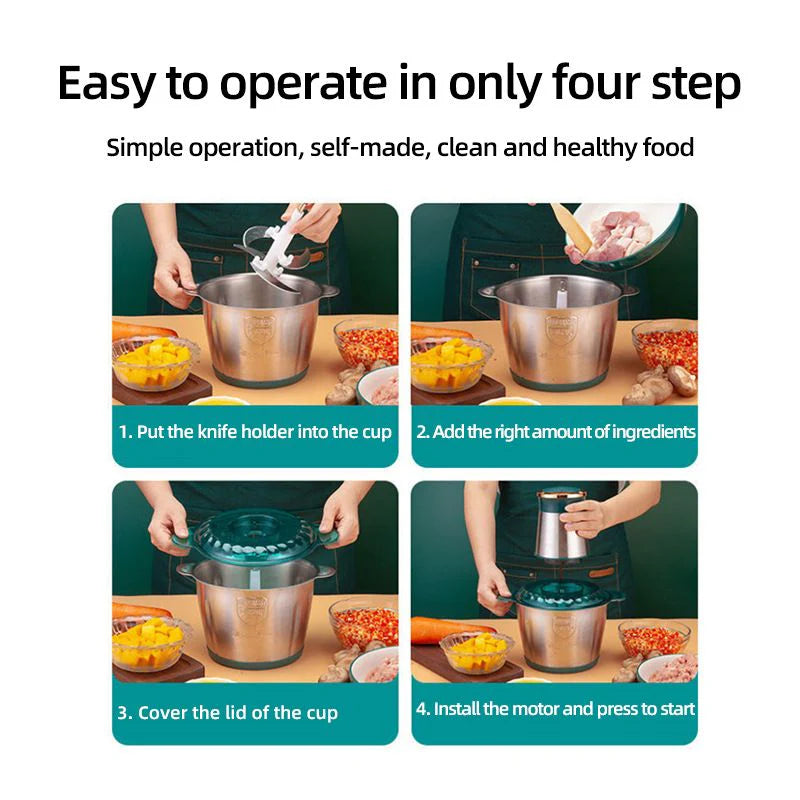 Electric Meat Grinder & Food Chopper – Stainless Steel Blades, 5L/3L