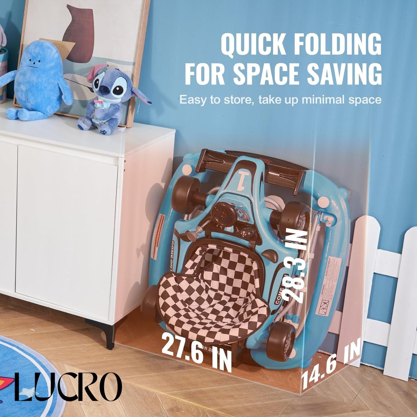 2-in-1 Formula 1 Baby Walker & Rocker with Lights & Music