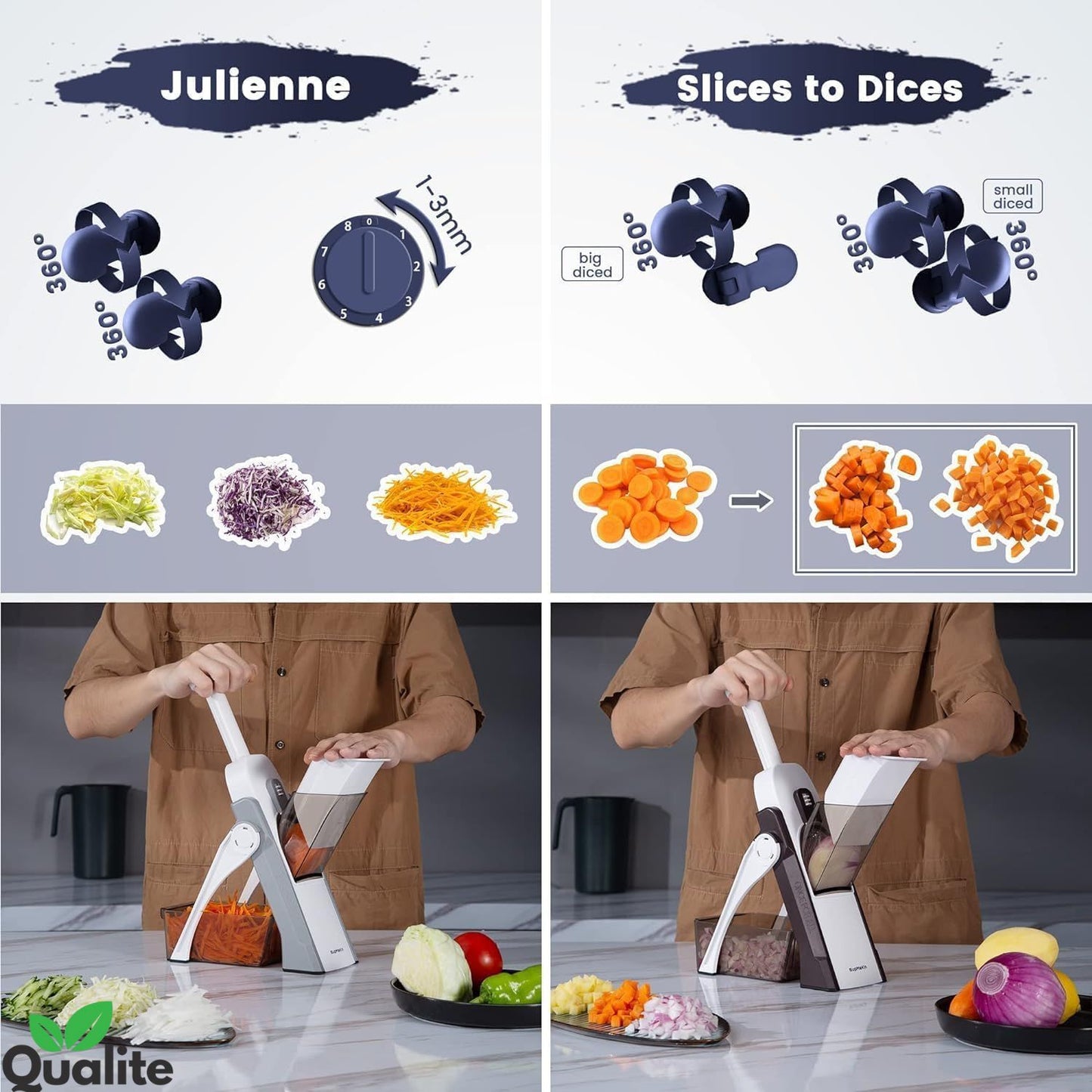 Multifunctional Vegetable Cutter – Mandoline Slicer with Stainless Steel Blades