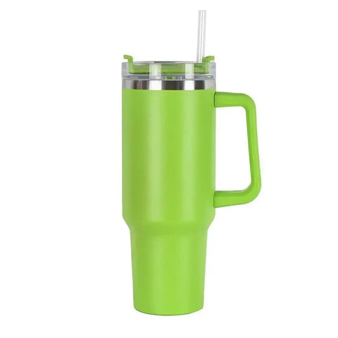Travel Coffee Tumbler – Reusable Stainless Steel Mug with Straw