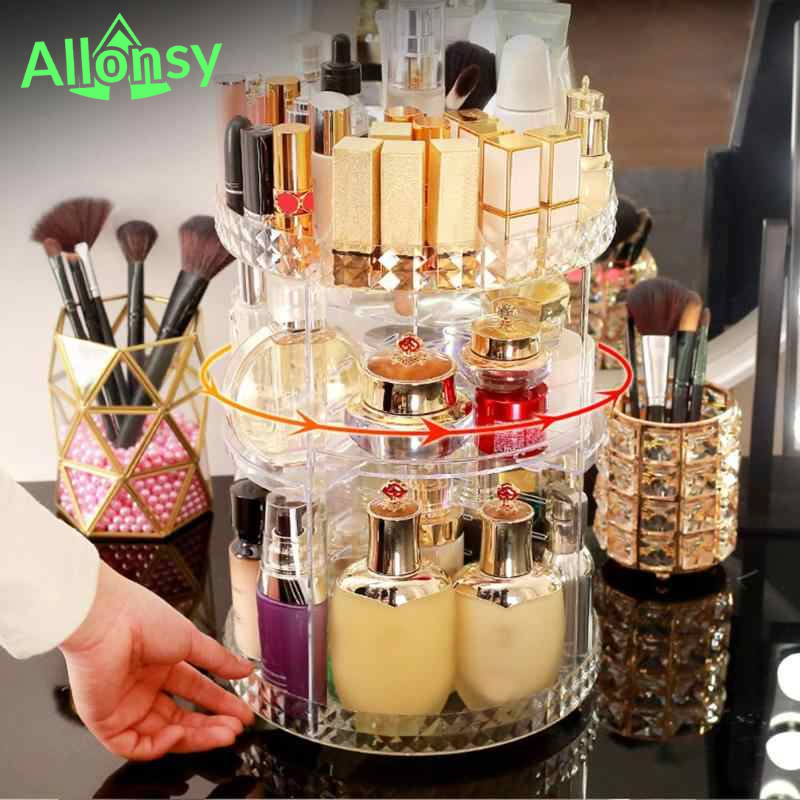 360° Rotating Makeup Organizer And Makeup Rack