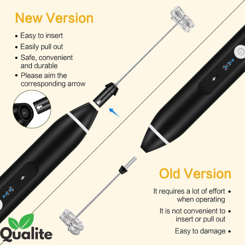Rechargeable Handheld Milk Frother – 3-Speed Coffee & Egg Beater