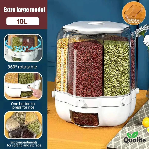 Kitchen Food Rotating Rice Dispenser Grain Storage Container