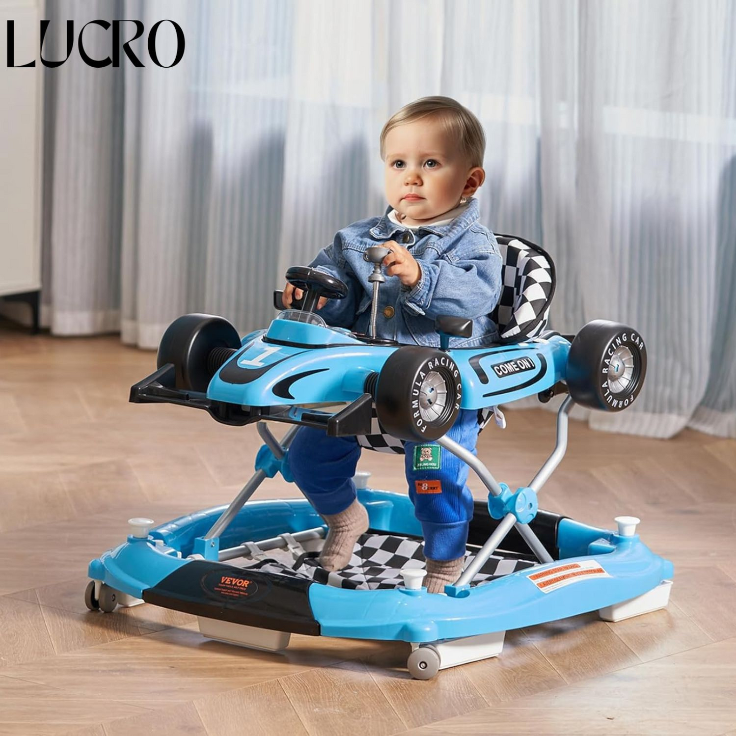 2-in-1 Formula 1 Baby Walker & Rocker with Lights & Music