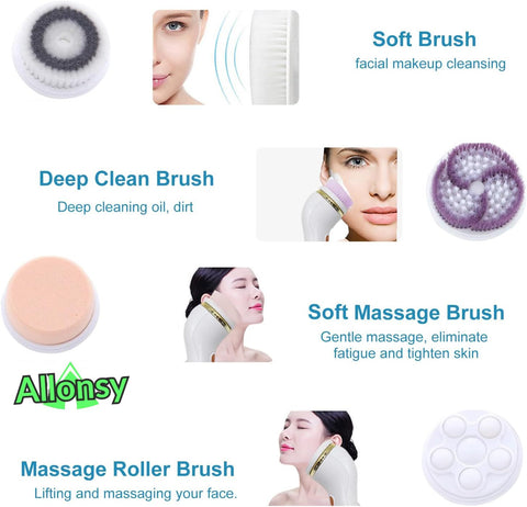 4-in-1 Rechargeable Facial Cleansing Brush & Massager