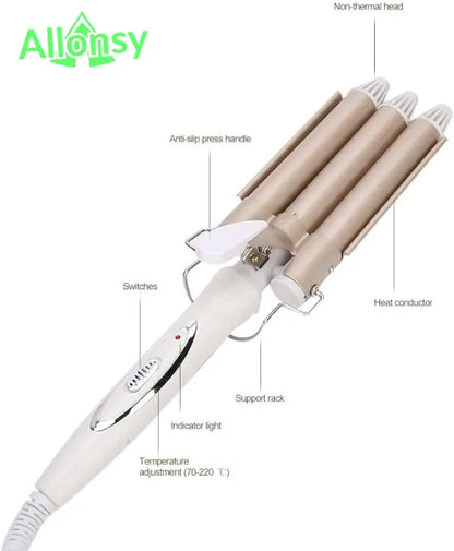 Professional Hair Curler & Curling Wand – Adjustable Temperature