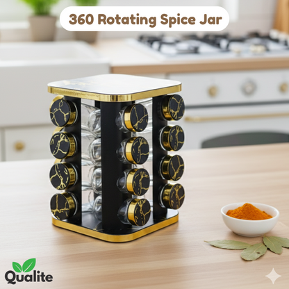 16 Pcs 360° Rotating Spice Rack Carousel
