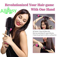 Allonsy One Step 4-in-1 Hair Brush, Straightener, and Curler for Ladies  The Perfect Hair Dryer for Girls  Versatile Hair Straightener Comb for Women All-in-One Hair Styler with Hot Air Brush  Ideal Comb for Effortless Drying, Straightening, and Curling