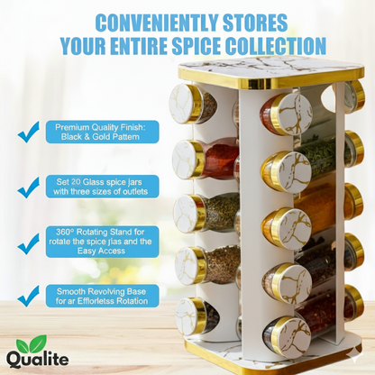 20 Pcs 360° Rotating Spice Rack Carousel
