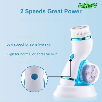 4-in-1 Rechargeable Facial Cleansing Brush & Massager