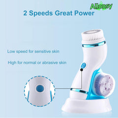 Allonsy 4 in 1 Facial Cleansing Brush & Massager Rechargeable Face Brush Set, Waterproof Electric Rotating Face Cleaner Brush, Fit for Skin Care Deep Cleansing