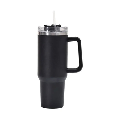 Travel Coffee Tumbler – Reusable Stainless Steel Mug with Straw