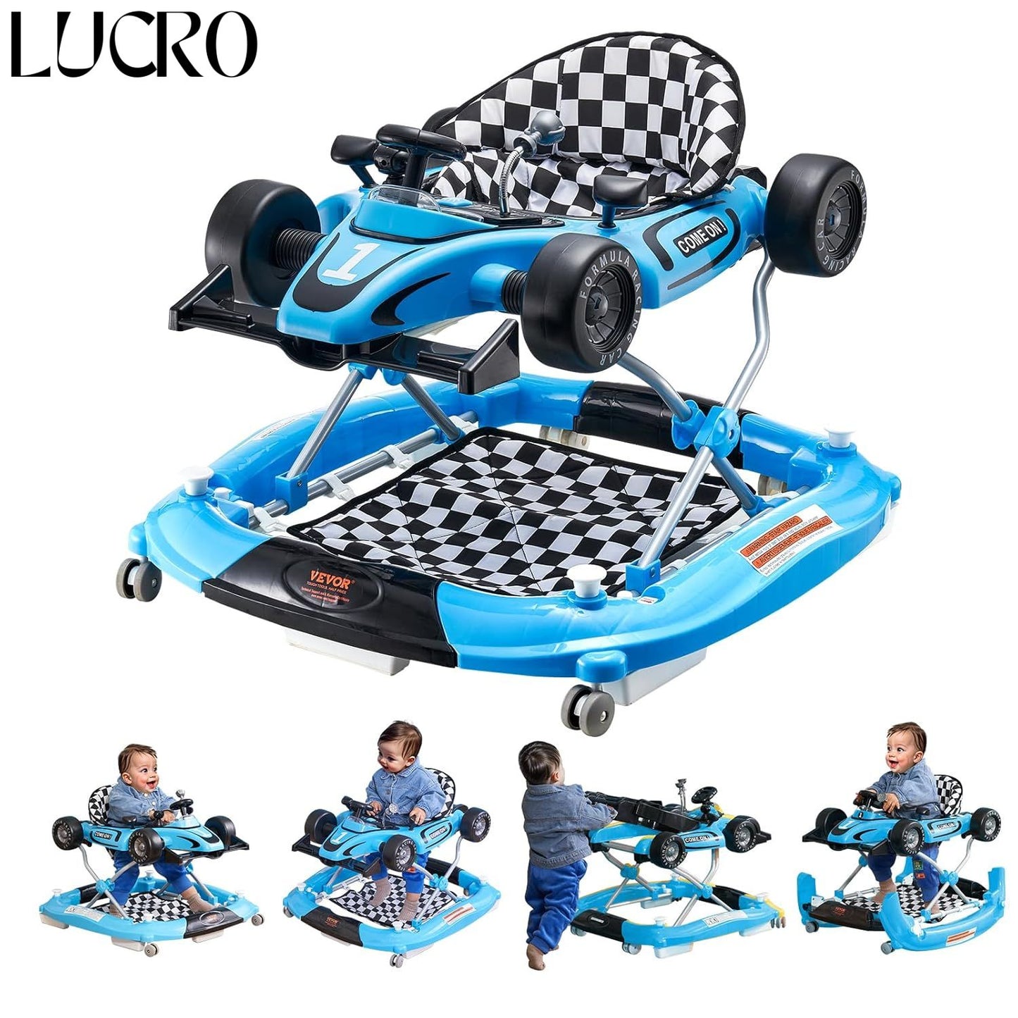 2-in-1 Formula 1 Baby Walker & Rocker with Lights & Music