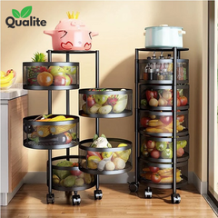 5 Layer Rolling Kitchen Storage Rack with Wheels | Multi-Function Shelf for Vegetables, Snacks, Pantry, Kitchen Organization, Storage Stand, Space Saver, and Easy Access, Vegetable rack for Kitchen.