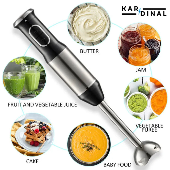 Hand Blender with Chopper & Grinder – Stainless Steel Blades