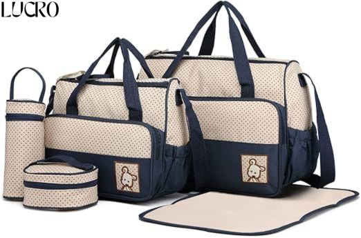 Baby Diaper Bag Set – Multifunctional with Bottle Holder & Accessories