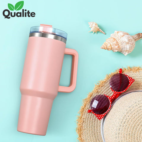 Travel Coffee Tumbler – Reusable Stainless Steel Mug with Straw