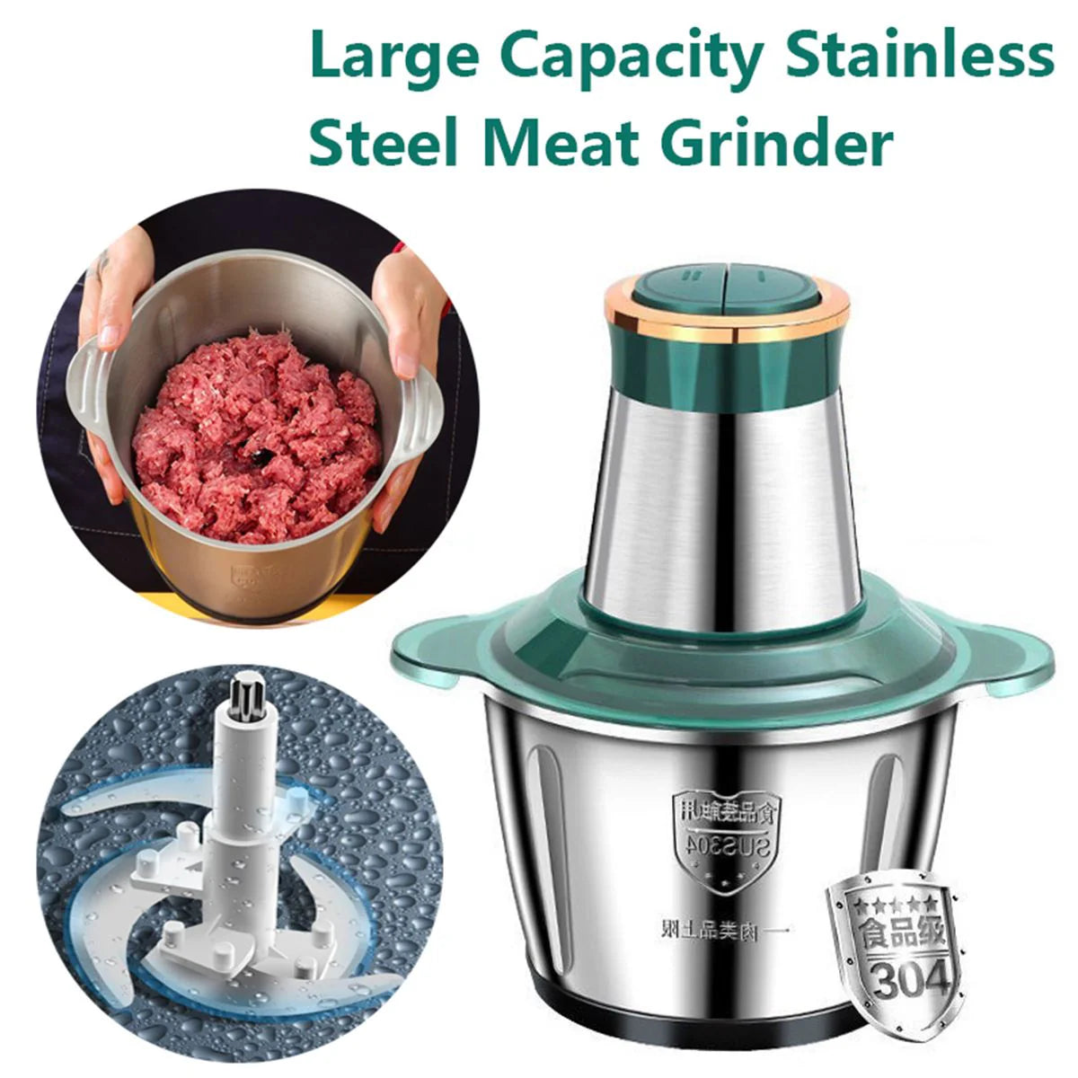 Electric Meat Grinder & Food Chopper – Stainless Steel Blades, 5L/3L