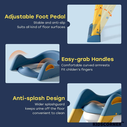 2 in 1 Foldable Potty Training Seat with Ladder, Splash Guard & Cushion Seat