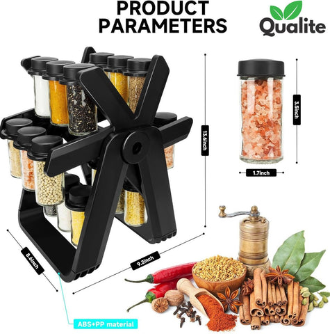 360° Rotating Spice Rack – Multifunctional Organizer for Jars, Bottles & Seasonings