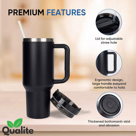 Travel Coffee Tumbler – Reusable Stainless Steel Mug with Straw