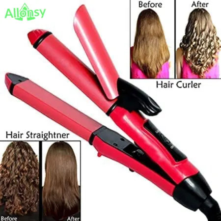 2 in 1 Hair Straightener & Curler – Ceramic, Fast Heating