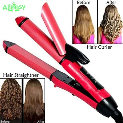 2 in 1 Hair Straightener & Curler – Ceramic, Fast Heating