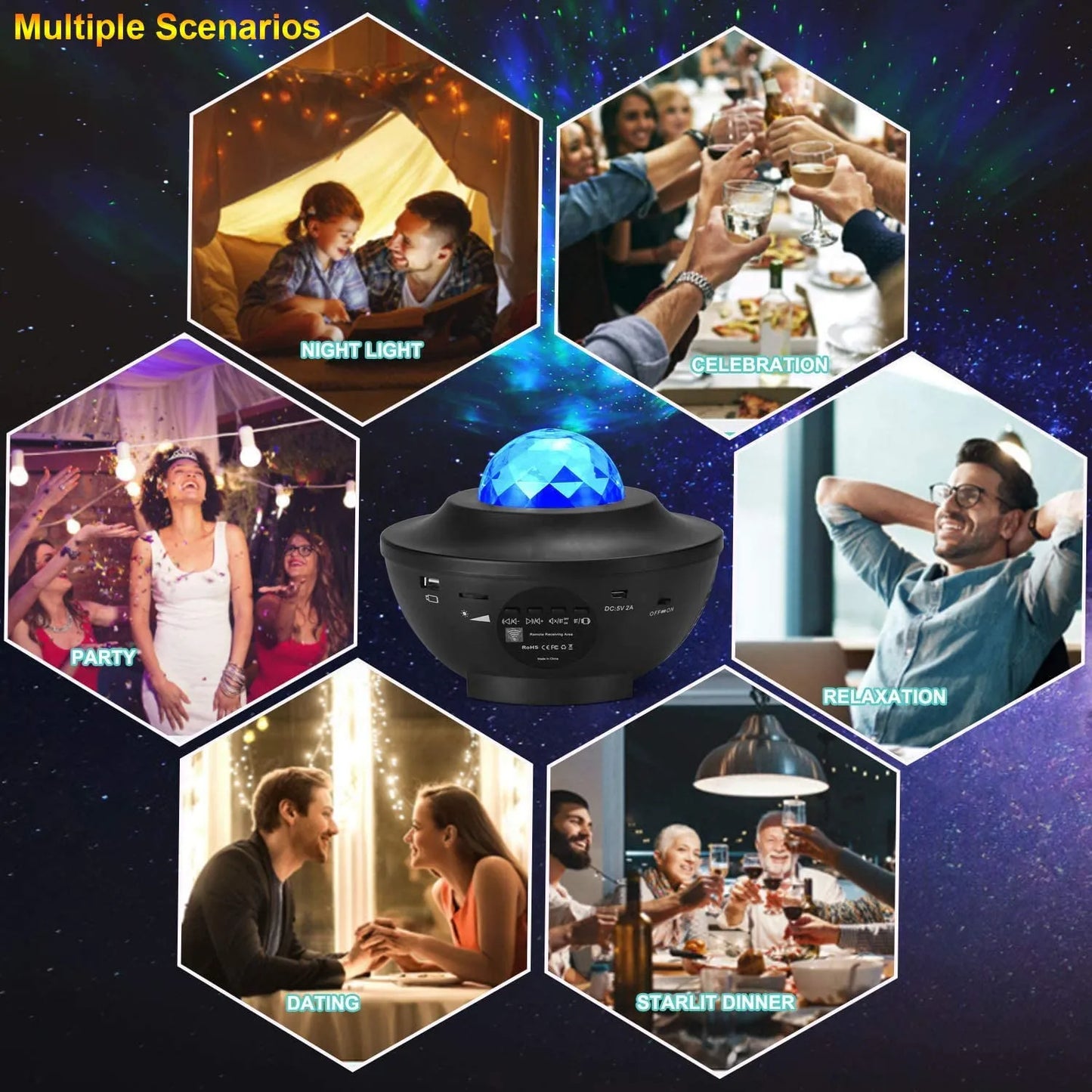 Rotating Moon Lamp Starry Sky Projector Night Light