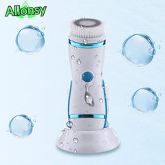 Allonsy 4 in 1 Facial Cleansing Brush & Massager Rechargeable Face Brush Set, Waterproof Electric Rotating Face Cleaner Brush, Fit for Skin Care Deep Cleansing