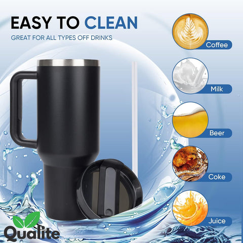 Travel Coffee Tumbler – Reusable Stainless Steel Mug with Straw
