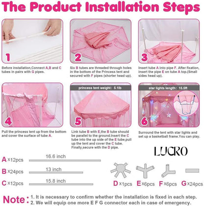 Princess Castle Play Tent House for Kids – Indoor & Outdoor Playhouse