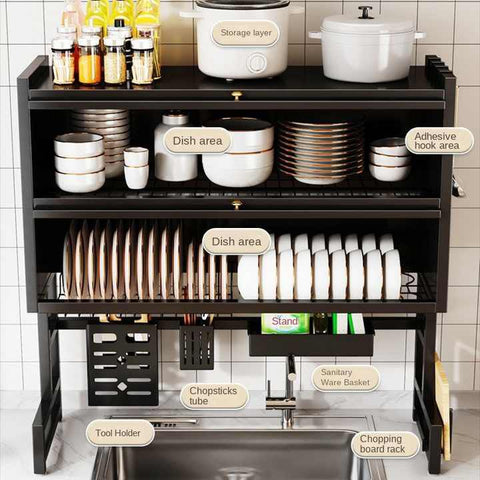 Double Cabin Over the Sink Rack-Black