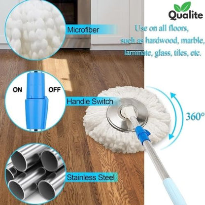 360° Rotating Spin Mop with Bucket – Stainless Steel & Microfiber