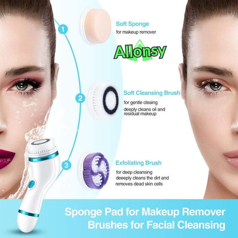 4-in-1 Rechargeable Facial Cleansing Brush & Massager