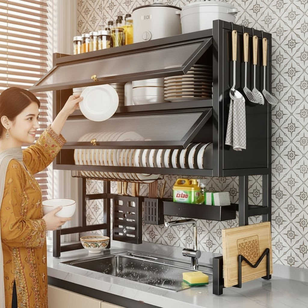 Double Cabin Over the Sink Rack-Black