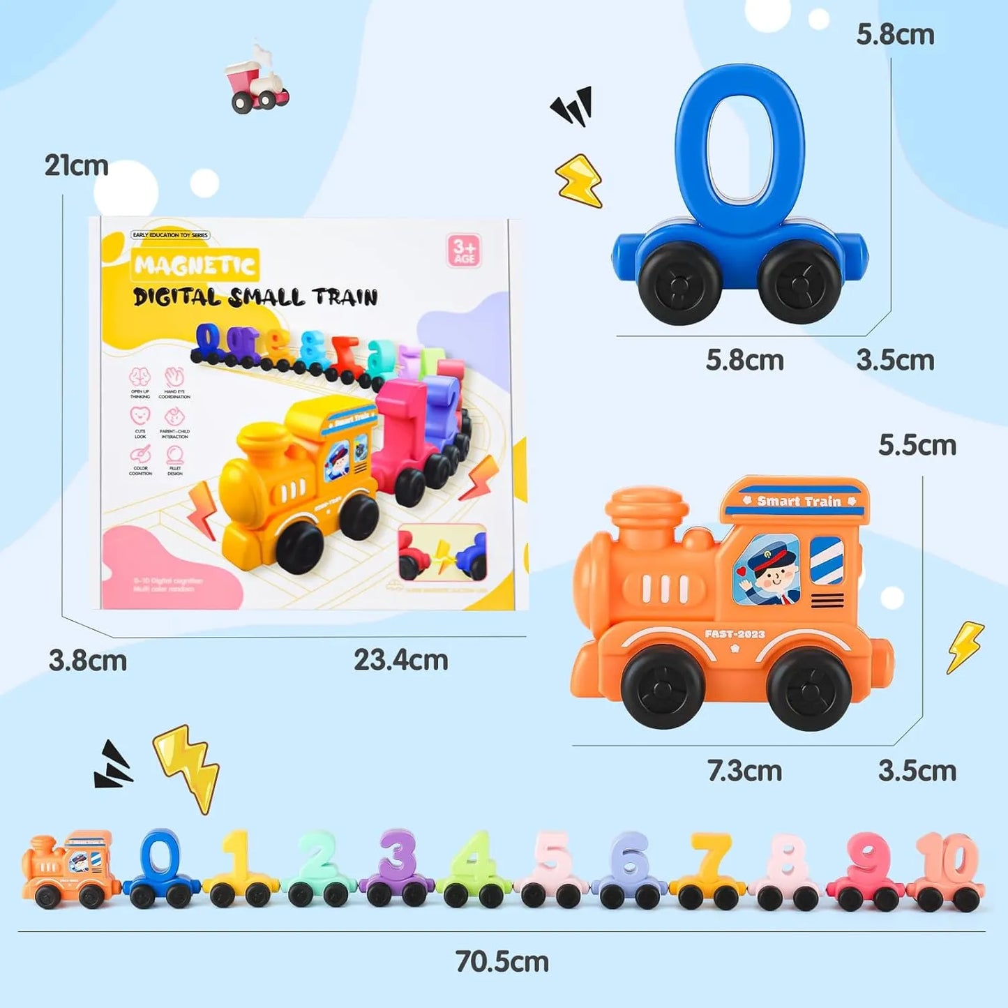 Train numbers for children play and learn