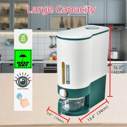 10kg Rice Dispenser – Airtight Kitchen Storage with Measuring Cup