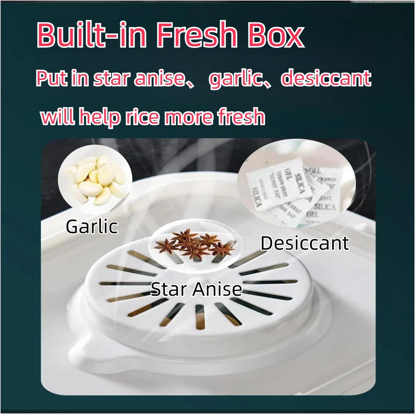 10kg Rice Dispenser – Airtight Kitchen Storage with Measuring Cup