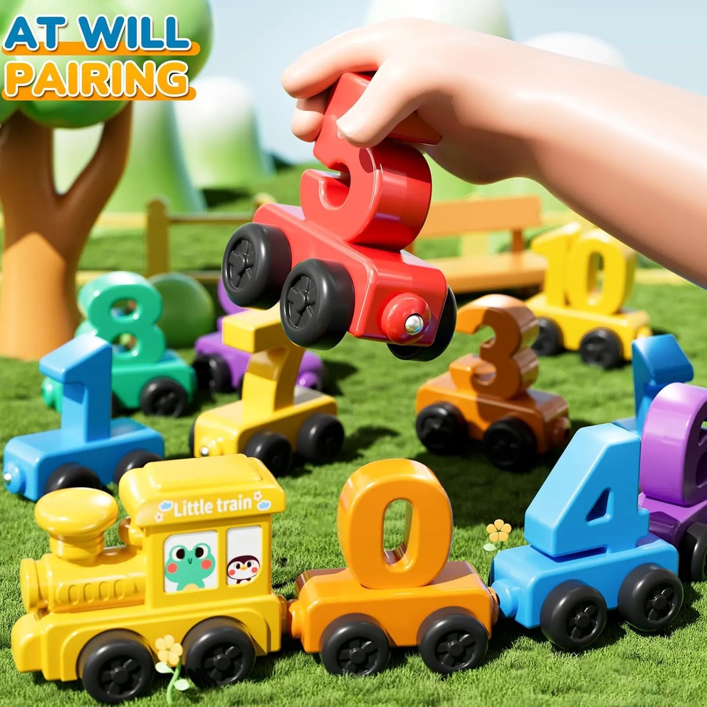 Train numbers for children play and learn