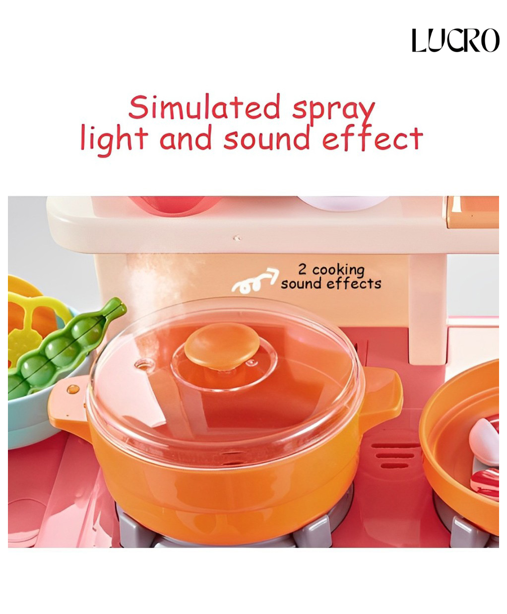 53-Pcs Kids Kitchen Play Set with Lights & Sounds