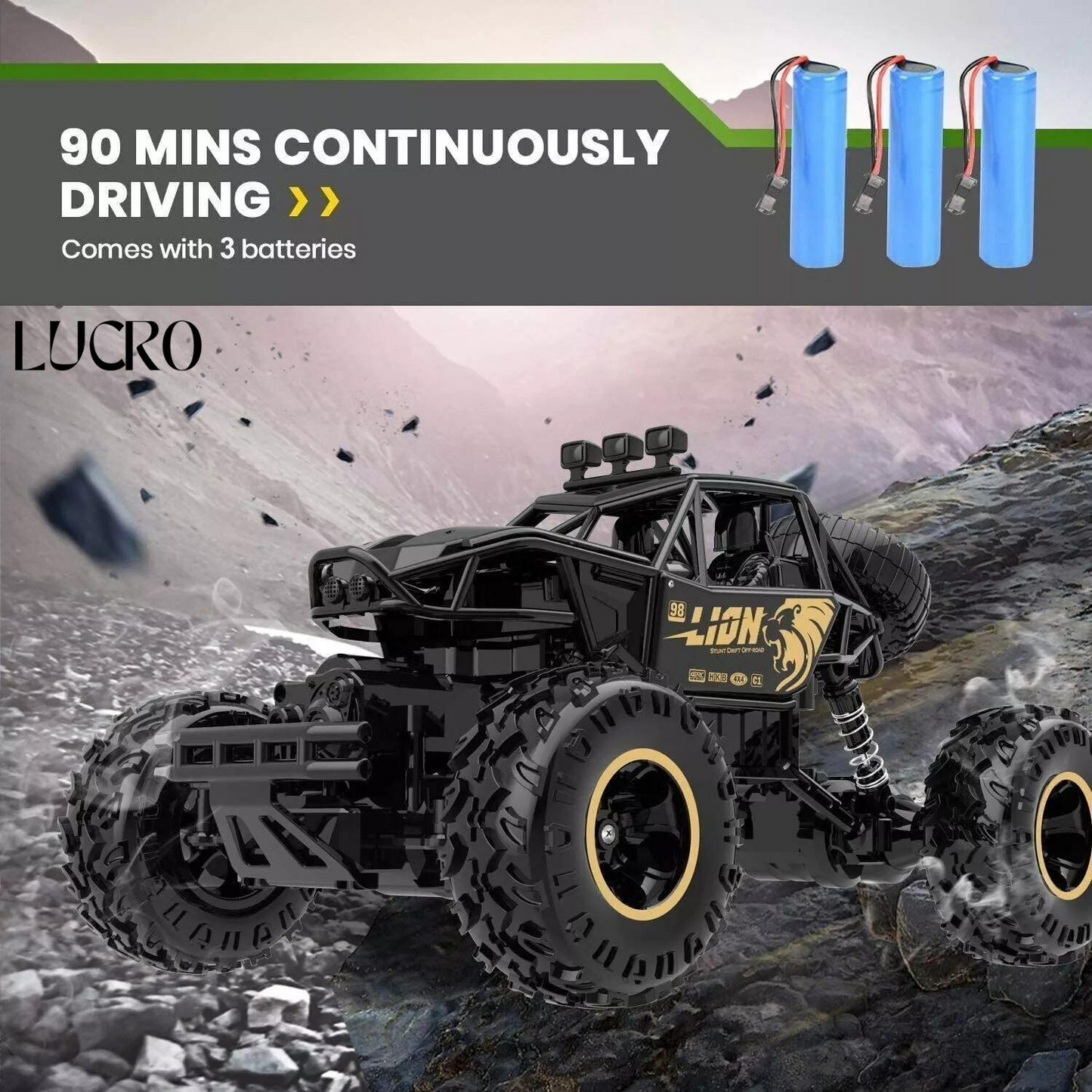 RC Monster Truck -4WD RC Car – Dual Motor, Metal Body Long Battery Life!