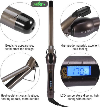 Professional Curling Iron for Shiny Frizz-Free Curls & Waves