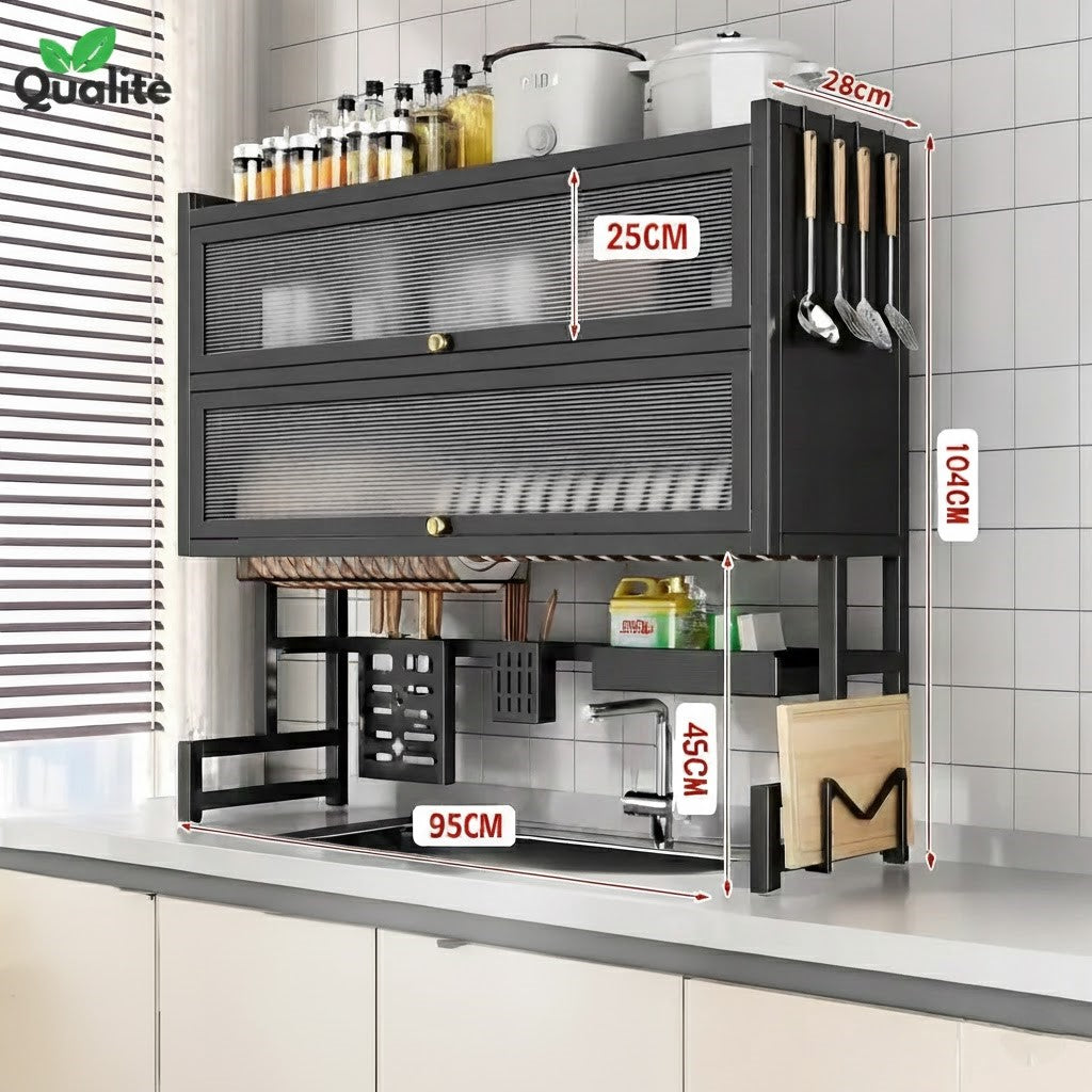 Double Cabin Over the Sink Rack-Black