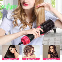 Allonsy One Step 4-in-1 Hair Brush, Straightener, and Curler for Ladies  The Perfect Hair Dryer for Girls  Versatile Hair Straightener Comb for Women All-in-One Hair Styler with Hot Air Brush  Ideal Comb for Effortless Drying, Straightening, and Curling